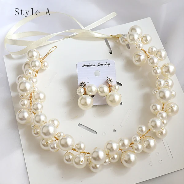 Élégant Doré Boucles D'Oreilles Bandeaux Bijoux Mariage 2020 Alliage Lacer Perle Accessoire Cheveux Mariage Accessorize