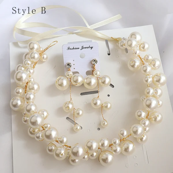 Élégant Doré Boucles D'Oreilles Bandeaux Bijoux Mariage 2020 Alliage Lacer Perle Accessoire Cheveux Mariage Accessorize