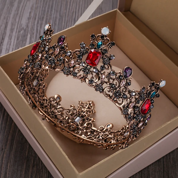 Vintage Barokk Bronse Tiara Øredobber Brudesmykker 2020 Legering Rhinestone Bryllup Tilbehør