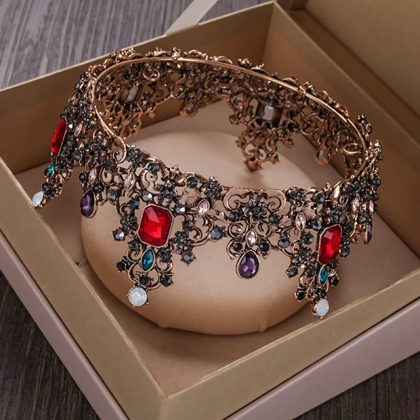 Vintage Barokk Bronse Tiara Øredobber Brudesmykker 2020 Legering Rhinestone Bryllup Tilbehør