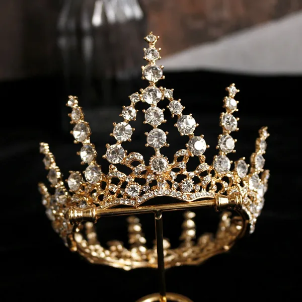 Klassieke Goud Verjaardag Tiara Bruids Haaraccessoires 2020 Legering Rhinestone Accessoires
