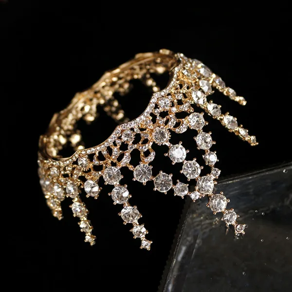 Klassieke Goud Verjaardag Tiara Bruids Haaraccessoires 2020 Legering Rhinestone Accessoires