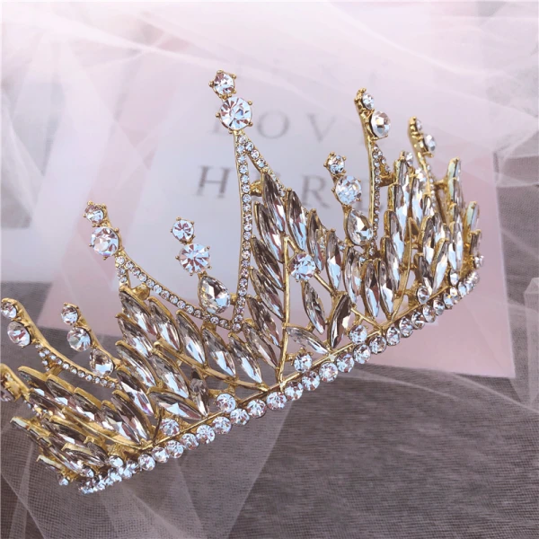 Vintage / Retro Gold Tiara Bridal Hair Accessories 2020 Alloy Rhinestone Wedding Accessories