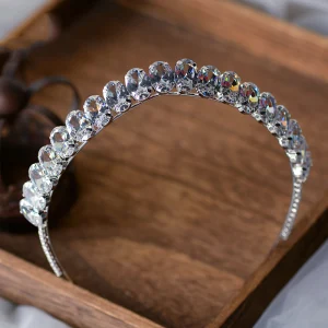 Schlicht Silber Strass Diadem Haarschmuck Braut 2020 Legierung Hochzeit Brautaccessoires