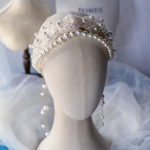 Chic / Beautiful Champagne Headbands Bridal Hair Accessories 2020 Pearl Sequins Headpieces Wedding Accessories