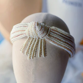 Vintage Retro White Hair Hoop Bridal Hair Accessories 2020 Pearl Rhinestone Headpieces Wedding Accessories