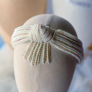 Vintage Blanco Aro De Pelo Tocados De Novia 2020 Perla Rhinestone Tocados Boda Accesorios