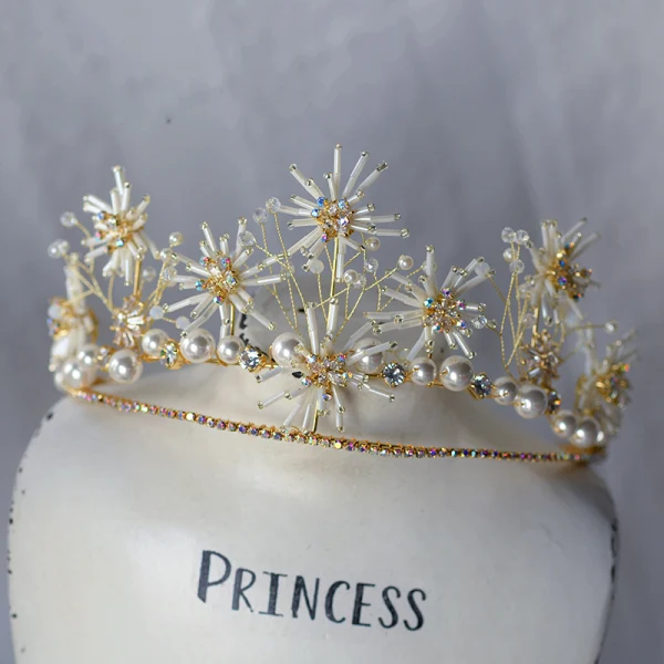 High-end Gull Øredobber Tiara Brudesmykker 2020 Legering Beading Perle Bryllup Tilbehør