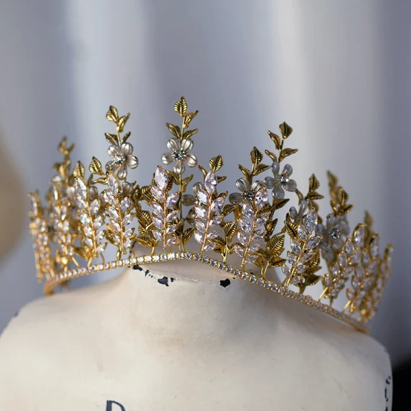 Haut de Gamme Doré Tiare Boucles D'Oreilles Bijoux Mariage 2020 Alliage Feuille Faux Diamant Mariage Accessorize
