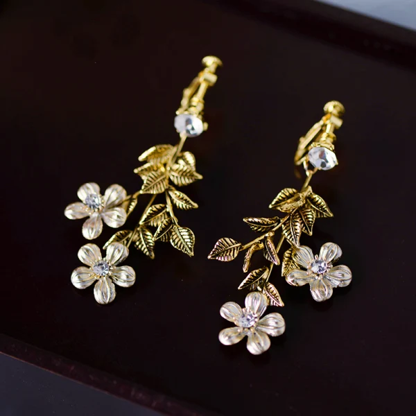 Haut de Gamme Doré Tiare Boucles D'Oreilles Bijoux Mariage 2020 Alliage Feuille Faux Diamant Mariage Accessorize