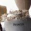 Fine Gull Tiara Øredobber Brudesmykker 2020 Legering Blomst Perle Rhinestone Bryllup Tilbehør