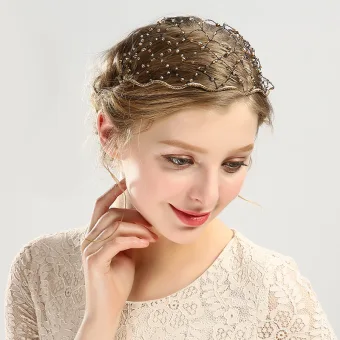 Amazing Unique Gold Tiara Bridal Hair Accessories 2020 Alloy Beading Rhinestone Pierced Wedding Accessories