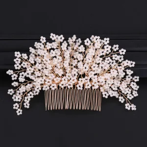Charmant Doré Peigne Accessoire Cheveux Mariage 2020 Alliage Perlage Accessoire Cheveux Mariage Accessorize