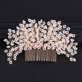 Charmant Doré Peigne Accessoire Cheveux Mariage 2020 Alliage Perlage Accessoire Cheveux Mariage Accessorize