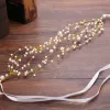 Elegant Gold Headbands Bridal Hair Accessories 2020 Alloy Lace-up Beading Pearl Headpieces Wedding Accessories