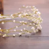 Elegant Gold Headbands Bridal Hair Accessories 2020 Alloy Lace-up Beading Pearl Headpieces Wedding Accessories