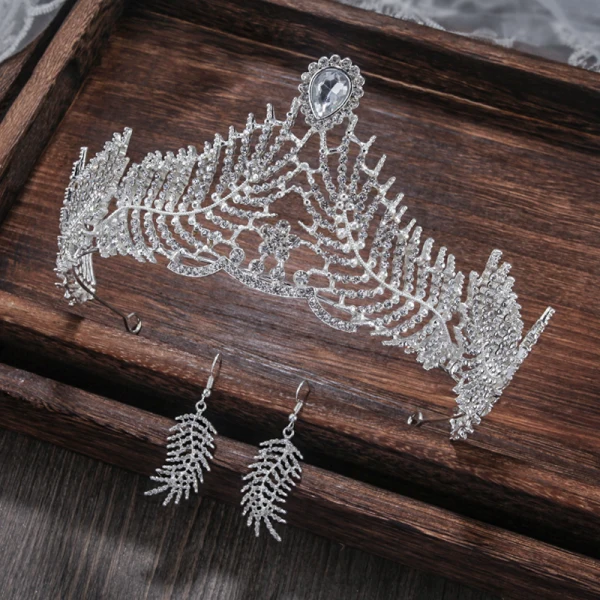 Unieke Zilveren Tiara Oorbellen Bruidssieraden 2020 Legering Rhinestone Huwelijk Accessoires