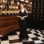 Chic / Belle Doré Robe De Soirée 2020 Trompette / Sirène V-Cou Manches Courtes Faux Diamant Paillettes Longue Dos Nu Robe De Ceremonie