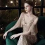 Chic / Belle Doré Robe De Soirée 2020 Trompette / Sirène V-Cou Manches Courtes Faux Diamant Paillettes Longue Dos Nu Robe De Ceremonie