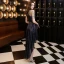 Scintillantes Bleu Marine Robe De Cocktail 2020 Princesse Encolure Dégagée Sans Manches Paillettes Perlage Asymétrique Robe De Ceremonie