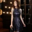 Scintillantes Bleu Marine Robe De Cocktail 2020 Princesse Encolure Dégagée Sans Manches Paillettes Perlage Asymétrique Robe De Ceremonie