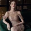 Scintillantes Or Rose Robe De Soirée 2020 Trompette / Sirène Transparentes Encolure Dégagée Manches Courtes Paillettes Asymétrique Volants Robe De Ceremonie