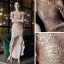 Scintillantes Or Rose Robe De Soirée 2020 Trompette / Sirène Transparentes Encolure Dégagée Manches Courtes Paillettes Asymétrique Volants Robe De Ceremonie