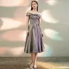 Moda Multi-Kolory Homecoming Sukienki Na Studniówke 2020 Princessa Przy Ramieniu Kótkie Rękawy Cekinami Poliester Długość Herbaty Wzburzyć Bez Pleców Sukienki Wizytowe