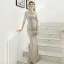 Scintillantes Argenté Paillettes Robe De Soirée 2020 Trompette / Sirène Encolure Dégagée Manches Courtes Longue Robe De Ceremonie