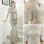 Scintillantes Argenté Paillettes Robe De Soirée 2020 Trompette / Sirène Encolure Dégagée Manches Courtes Longue Robe De Ceremonie