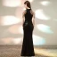 Sparkly Black Sequins Evening Dresses  2020 Trumpet / Mermaid Scoop Neck Sleeveless Beading Floor-Length / Long Formal Dresses