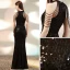 Sparkly Black Sequins Evening Dresses  2020 Trumpet / Mermaid Scoop Neck Sleeveless Beading Floor-Length / Long Formal Dresses