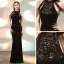 Sparkly Black Sequins Evening Dresses  2020 Trumpet / Mermaid Scoop Neck Sleeveless Beading Floor-Length / Long Formal Dresses