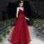 Sexy Bordeaux Robe De Bal 2020 Princesse Bretelles Spaghetti Col v profond Sans Manches Perlage Glitter Tulle Ceinture Longue Volants Dos Nu Robe De Ceremonie