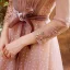 Vintage Pearl Rosa Durchsichtige Abendkleider 2020 A Linie Stehkragen Lange Ärmel Applikationen Spitze Pailletten Geflecktes Tülle Wadenlang Rüschen Rückenfreies Festliche Kleider