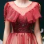 Meilleur Bordeaux Dégradé De Couleur Robe De Soirée 2020 Princesse Transparentes Encolure Dégagée Manches Courtes Perlage Glitter Tulle Train De Balayage Volants Dos Nu Robe De Ceremonie