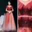 Meilleur Bordeaux Dégradé De Couleur Robe De Soirée 2020 Princesse Transparentes Encolure Dégagée Manches Courtes Perlage Glitter Tulle Train De Balayage Volants Dos Nu Robe De Ceremonie