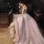 Elegant Lavendel Selskapskjoler 2020 Prinsesse Kjæreste Uten Ermer Beading Glitter Tyll Feie Tog Ryggløse Formelle Kjoler