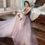 Elegant Lavendel Selskapskjoler 2020 Prinsesse Kjæreste Uten Ermer Beading Glitter Tyll Feie Tog Ryggløse Formelle Kjoler