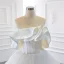Modest / Simple White Satin Bridal Wedding Dresses 2020 Ball Gown Strapless Sleeveless Backless Floor-Length / Long Ruffle