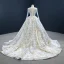 Amazing / Unique Multi-Colors Bridal Wedding Dresses 2020 Ball Gown See-through Scoop Neck Long Sleeve Beading Sequins Chapel Train Ruffle