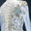Amazing / Unique Multi-Colors Bridal Wedding Dresses 2020 Ball Gown See-through Scoop Neck Long Sleeve Beading Sequins Chapel Train Ruffle
