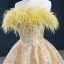 High-end Champagne Evening Dresses  2020 A-Line / Princess Strapless Sleeveless Feather Appliques Lace Sequins Floor-Length / Long Backless Formal Dresses