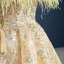 High-end Champagne Evening Dresses  2020 A-Line / Princess Strapless Sleeveless Feather Appliques Lace Sequins Floor-Length / Long Backless Formal Dresses