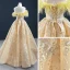 High-end Champagne Evening Dresses  2020 A-Line / Princess Strapless Sleeveless Feather Appliques Lace Sequins Floor-Length / Long Backless Formal Dresses