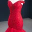 Luxus / Herrlich Rot Abendkleider 2020 Meerjungfrau Off Shoulder Kurze Ärmel Perlenstickerei Sweep / Pinsel Zug Rüschen Rückenfreies Festliche Kleider
