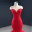 Luxe Rouge Tapis rouge Robe De Soirée 2020 Trompette / Sirène Transparentes Encolure Dégagée Sans Manches Perlage Train De Balayage Volants Dos Nu Robe De Ceremonie