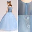 Chic / Beautiful Pool Blue Flower Girl Dresses 2020 Ball Gown V-Neck Sleeveless Appliques Lace Flower Beading Pearl Floor-Length / Long Ruffle