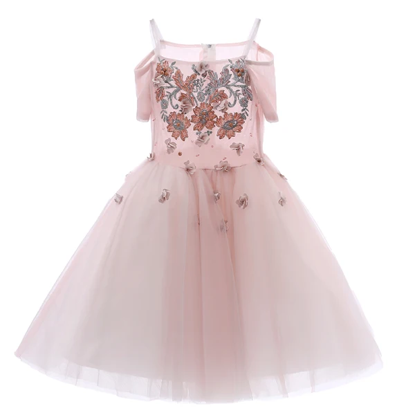 Chic / Belle Rougissant Rose Anniversaire Robe Ceremonie Fille 2020 Robe Boule De l'épaule Manches Courtes Dos Nu Appliques En Dentelle Fleur Perlage Courte Volants