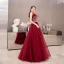 Elegant Burgundy Evening Dresses  2020 A-Line / Princess See-through Scoop Neck Sleeveless Feather Beading Floor-Length / Long Formal Dresses